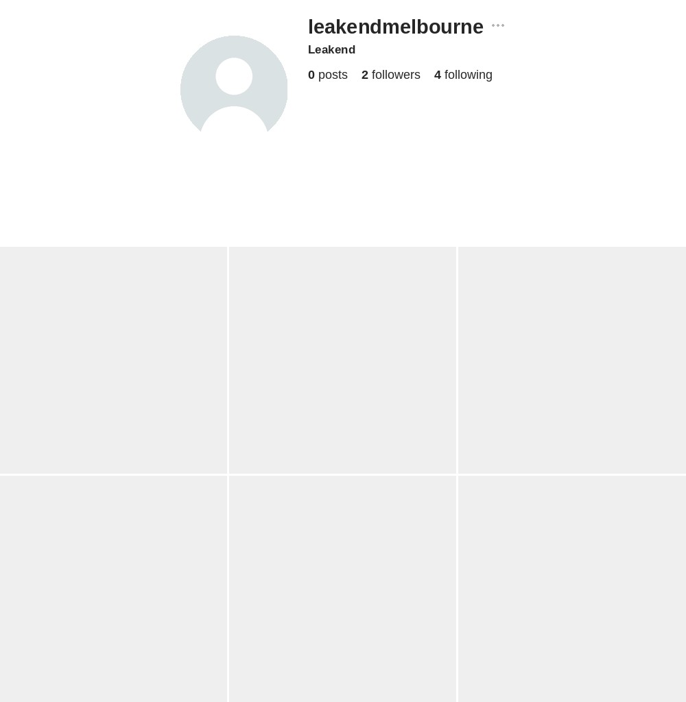 Leakend Melbourne Instagram profile before optimisation — default avatar, zero posts, empty grid